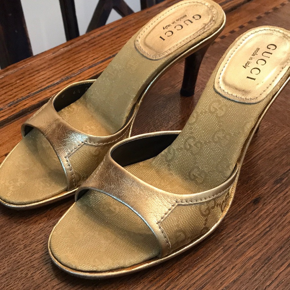 Gucci Rare Guccissima Gold Slides 6 1/2